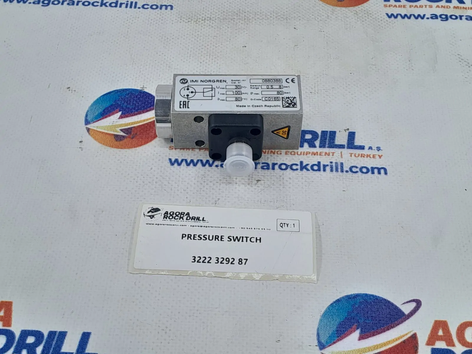 Epiroc - Atlas Copco - Pressure Switch - 3222 3292 87 - 3222 3292 87 - 3222 3292 87