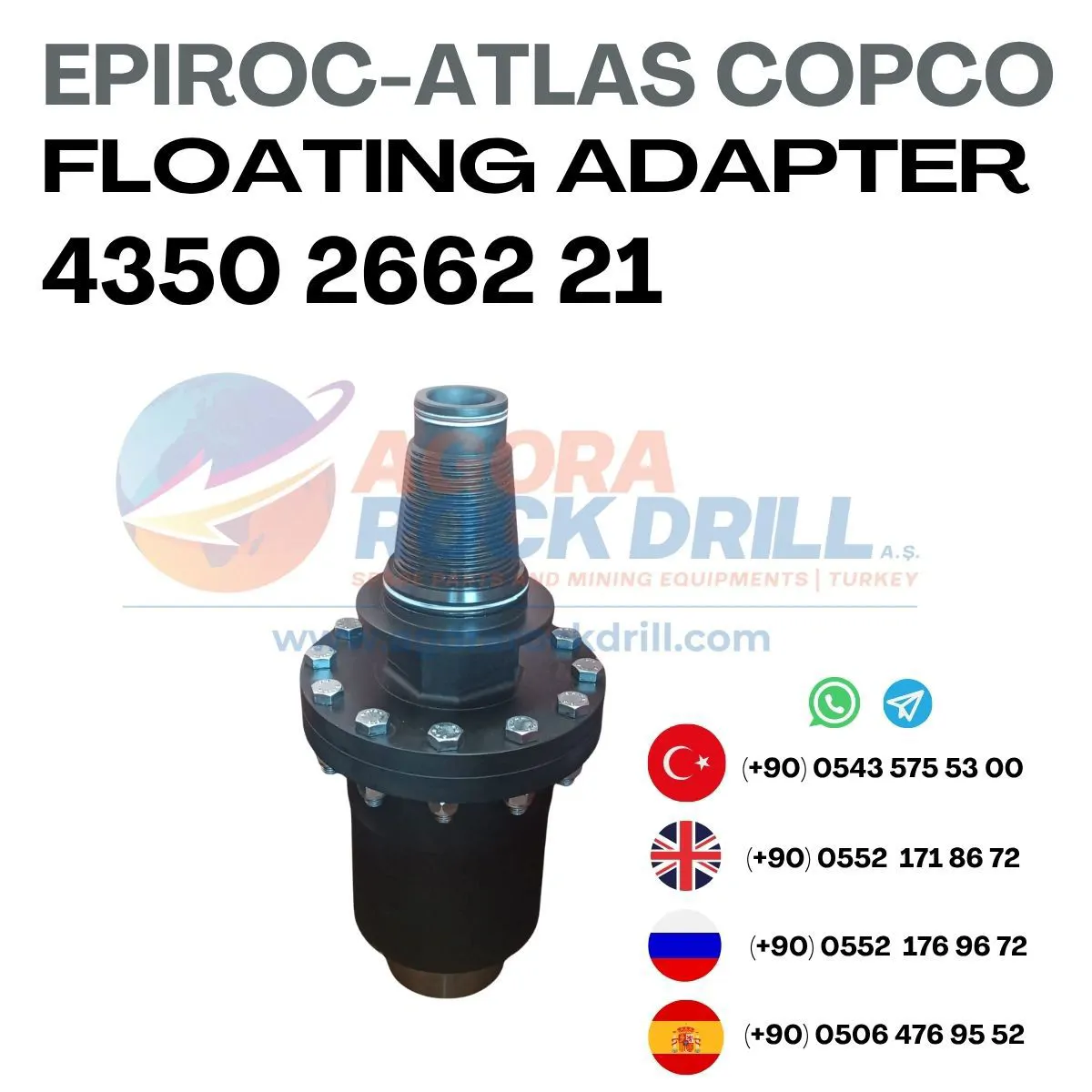 Epiroc - Atlas Copco - Floating Adapter - 4350 2662 21 - 4350266221 - 4350-2662-21