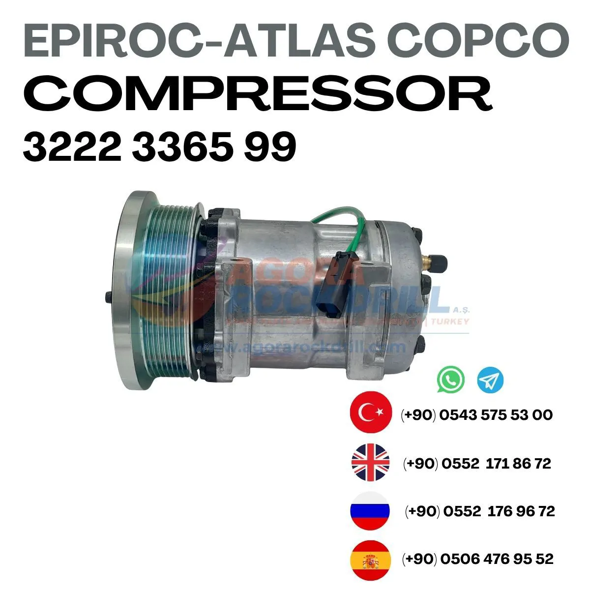 Epiroc - Atlas Copco - Compressor - 3222 3365 99 - 3222336599 - 3222-3365-99