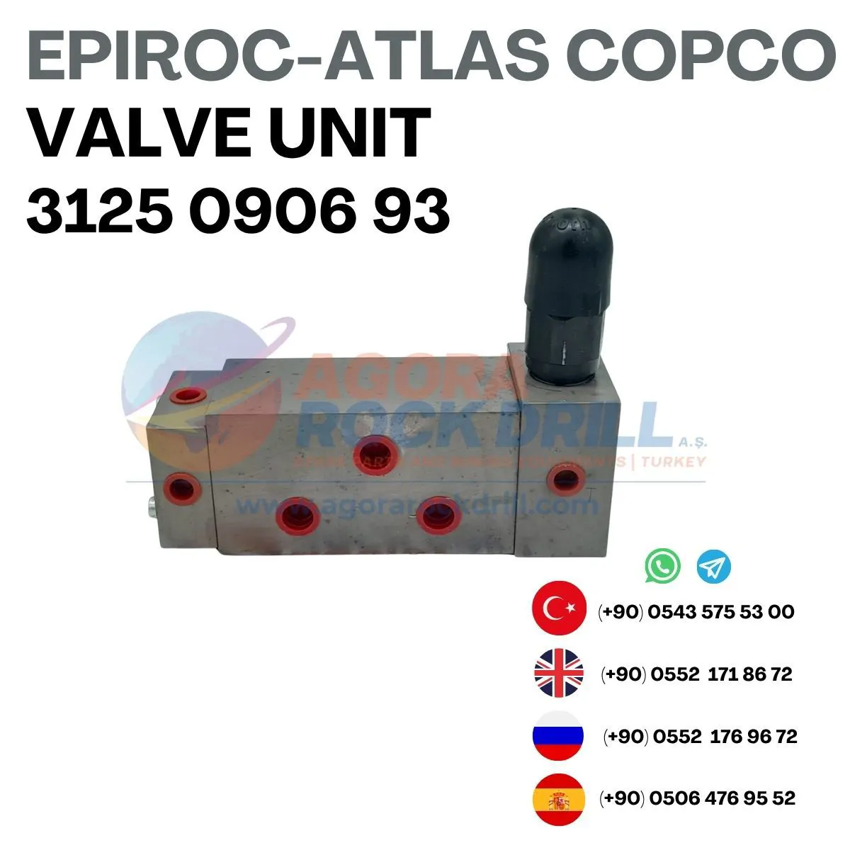 Epiroc - Atlas Copco - Valve Unit - 3125 0906 93 - 3125090693 - 3125-0906-93